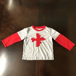 CIRCO- Gray & Red Color Block Boys Airplane Long Sleeved T- Shirt (Side: 3T)